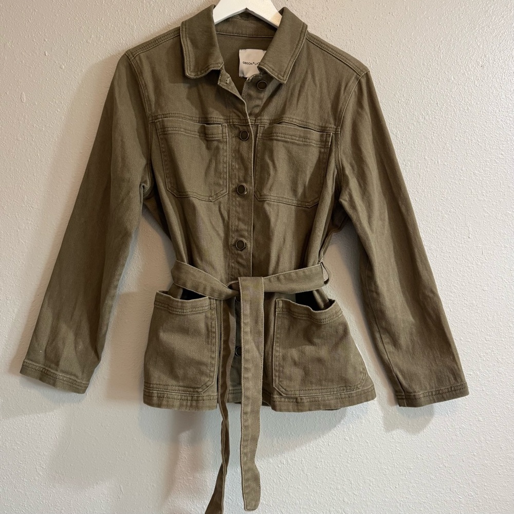 Gibson & Latimer Army Green Belted Cool Girl Utility Jacket Gorpcore- Size L